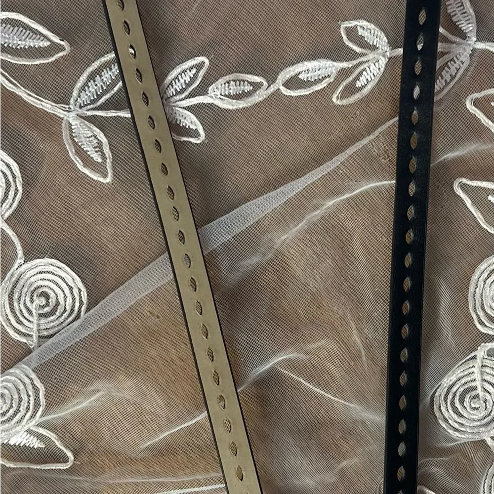 Black Pleather 40”X1/2” Belt with Silver Hardware